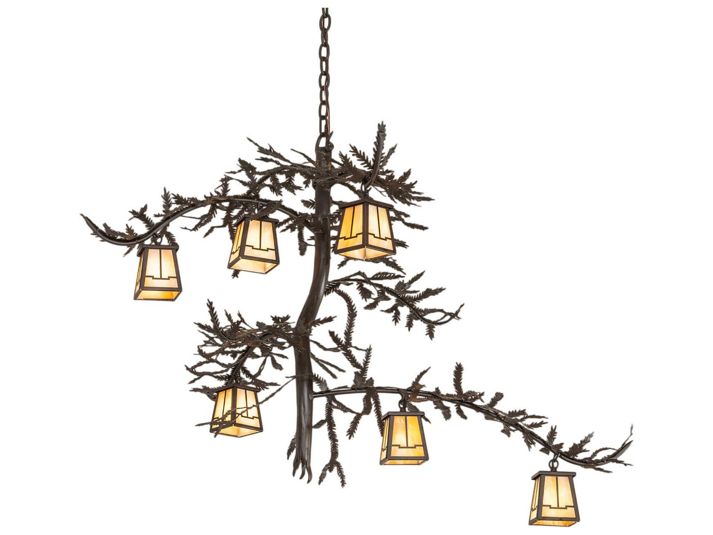 Meyda Pine Branch Valley View 6-Light Chandelier in Oil Rubbed Bronze