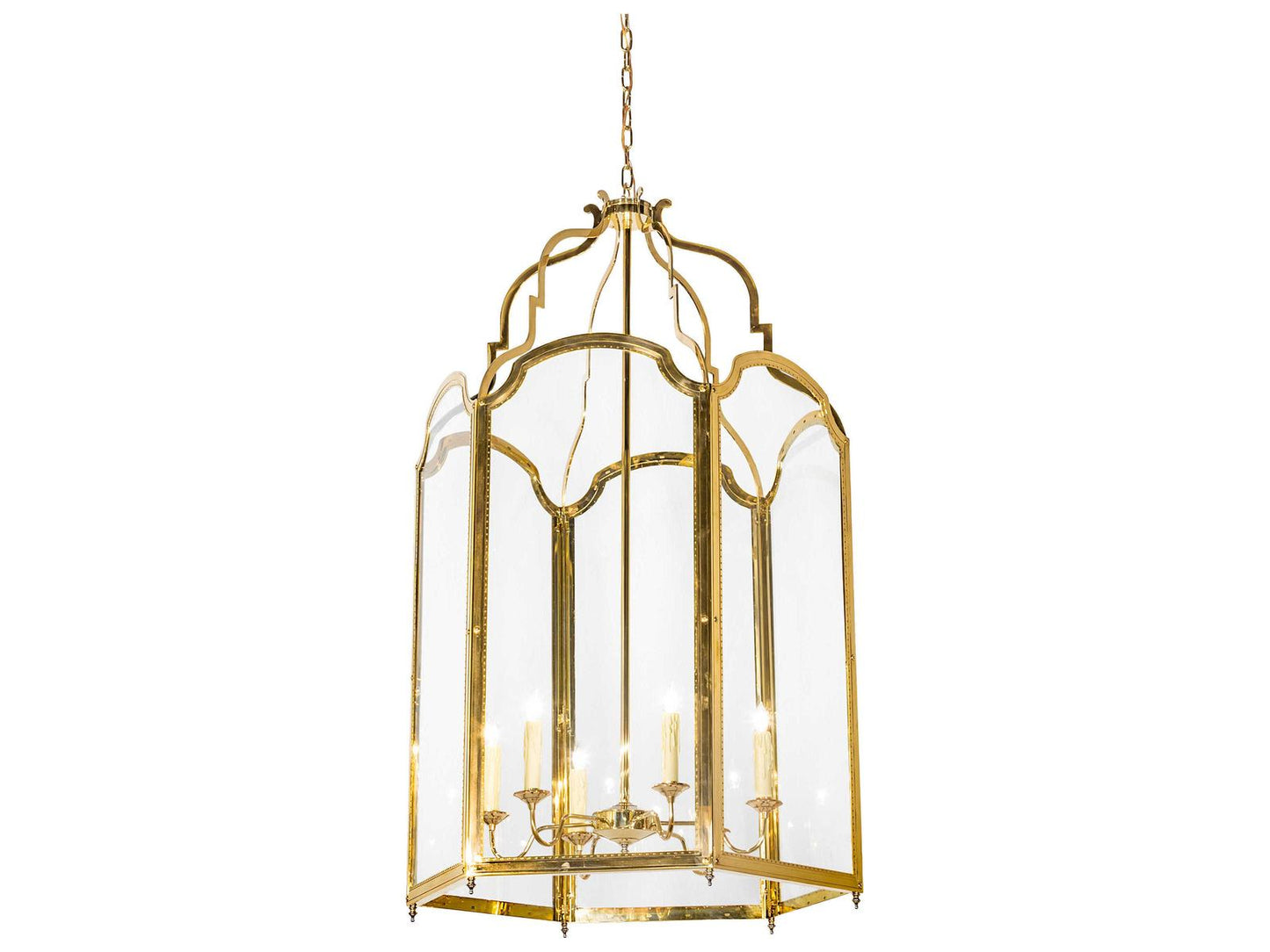 Meyda 6-Light Ouro Traditional Polished Brass Chandelier with Clear Glass