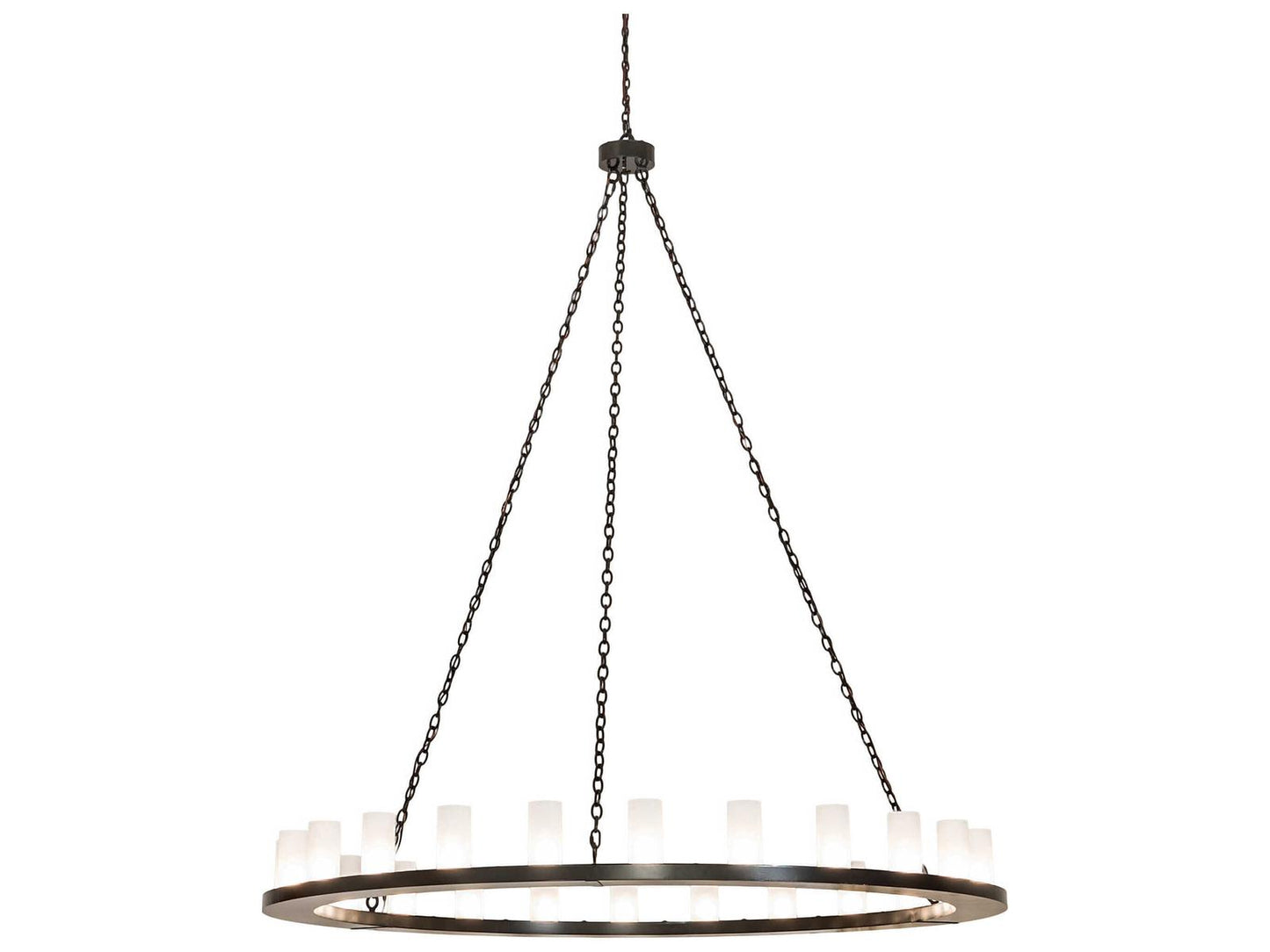 Meyda 24-Light Loxley Chandelier with Frosted Glass Cylinders in Timeless Bronze