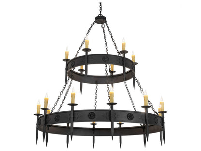 Meyda Calandra 18-Light Candelabra Tiered Chandelier in Wrought Iron Bronze