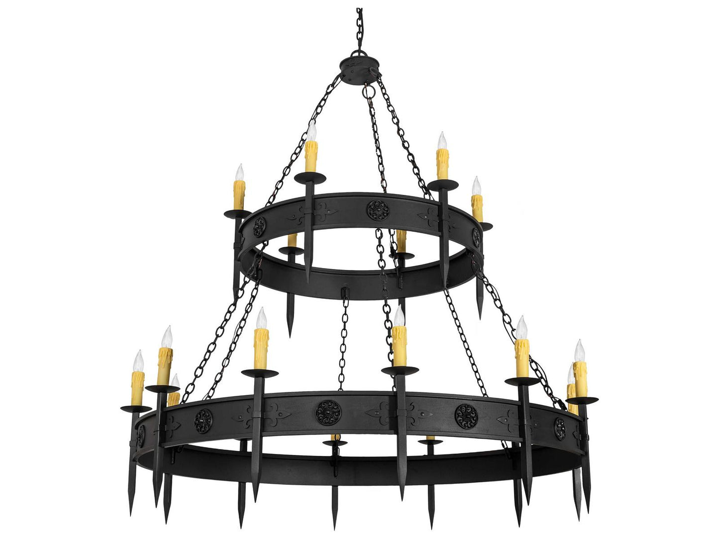 Meyda Calandra 18-Light Candelabra Tiered Chandelier in Wrought Iron Bronze
