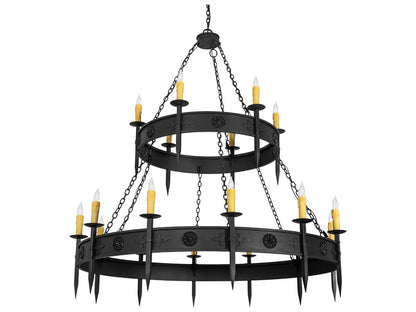 Meyda Calandra 18-Light Candelabra Tiered Chandelier in Wrought Iron Bronze