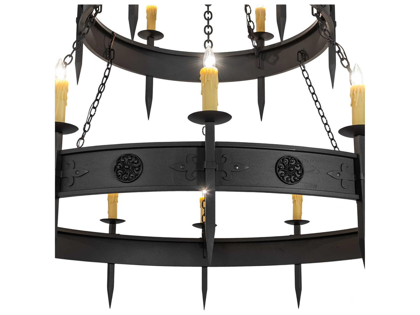 Meyda Calandra 18-Light Candelabra Tiered Chandelier in Wrought Iron Bronze