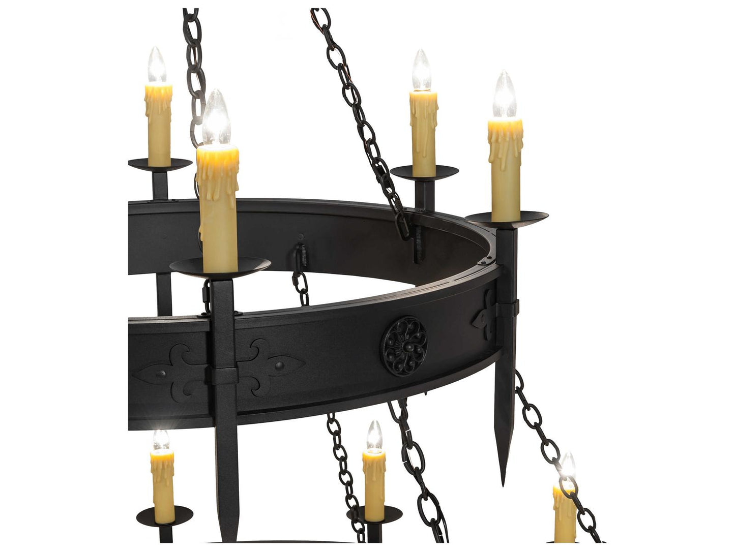 Meyda Calandra 18-Light Candelabra Tiered Chandelier in Wrought Iron Bronze