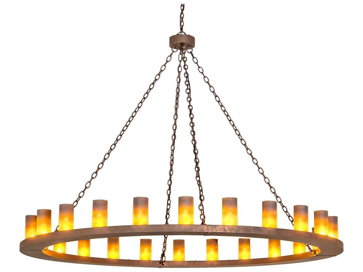 Meyda Loxley 24-Light Rust Brown Glass Cylinder Chandelier