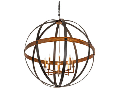 Meyda 8-Light Candelabra Globe Chandelier in Blackwash Iron and Copper