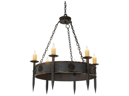 Meyda Calandra 6-Light Wrought Iron Chandelier with Antique Brass Gloss Bronze