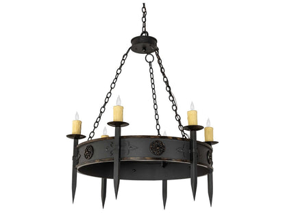 Meyda Calandra 6-Light Wrought Iron Chandelier with Antique Brass Gloss Bronze