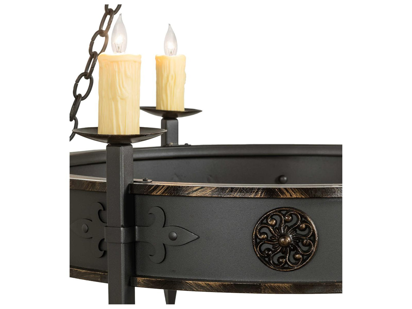 Meyda Calandra 6-Light Wrought Iron Chandelier with Antique Brass Gloss Bronze
