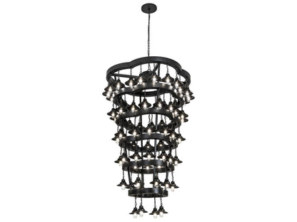 Meyda 72-Light Cretella Geometric Chandelier in Solar Black