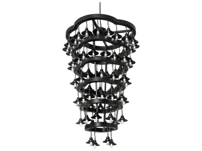 Meyda 72-Light Cretella Geometric Chandelier in Solar Black