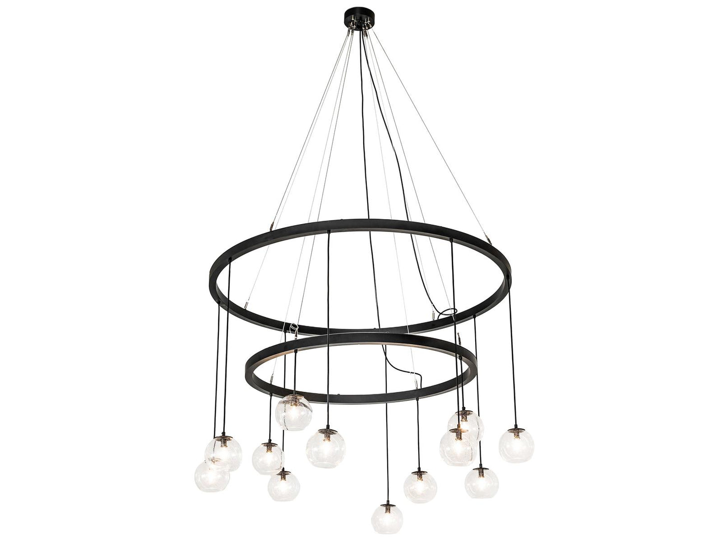Meyda Bola 12-Light Cascading Tiered Chandelier with Solar Black Finish
