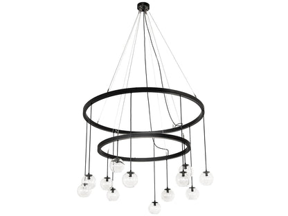Meyda Bola 12-Light Cascading Tiered Chandelier with Solar Black Finish