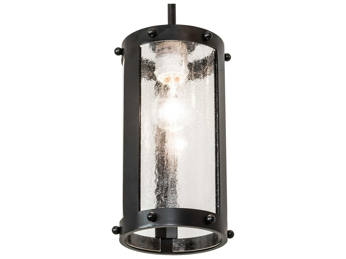 Meyda Cartier 9-Light Solar Black Cylinder Chandelier with Clear Seeded Glass