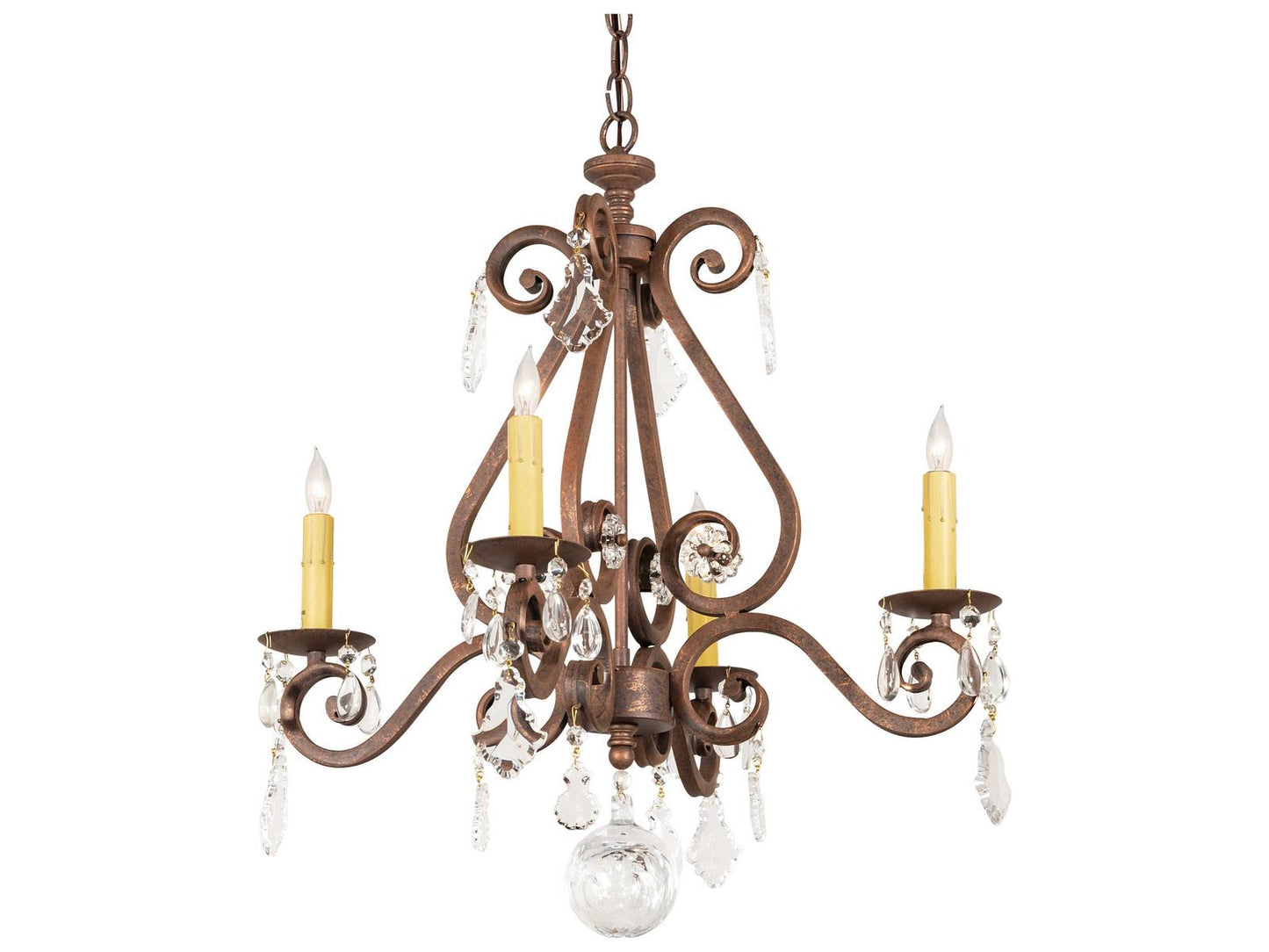 Meyda Adrianna 4-Light Traditional Chandelier in Antique Rust with Crystal Accents