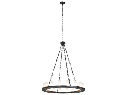 Meyda Loxley 16-Light Textured Black Glass Cylinder Chandelier