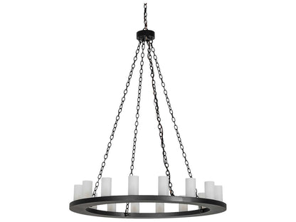 Meyda Loxley 16-Light Textured Black Glass Cylinder Chandelier