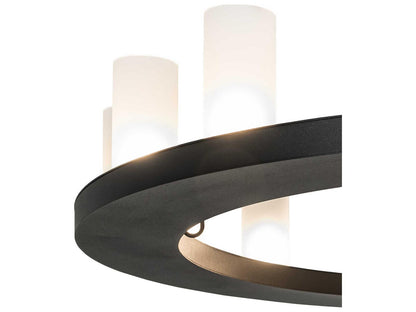 Meyda Loxley 16-Light Textured Black Glass Cylinder Chandelier