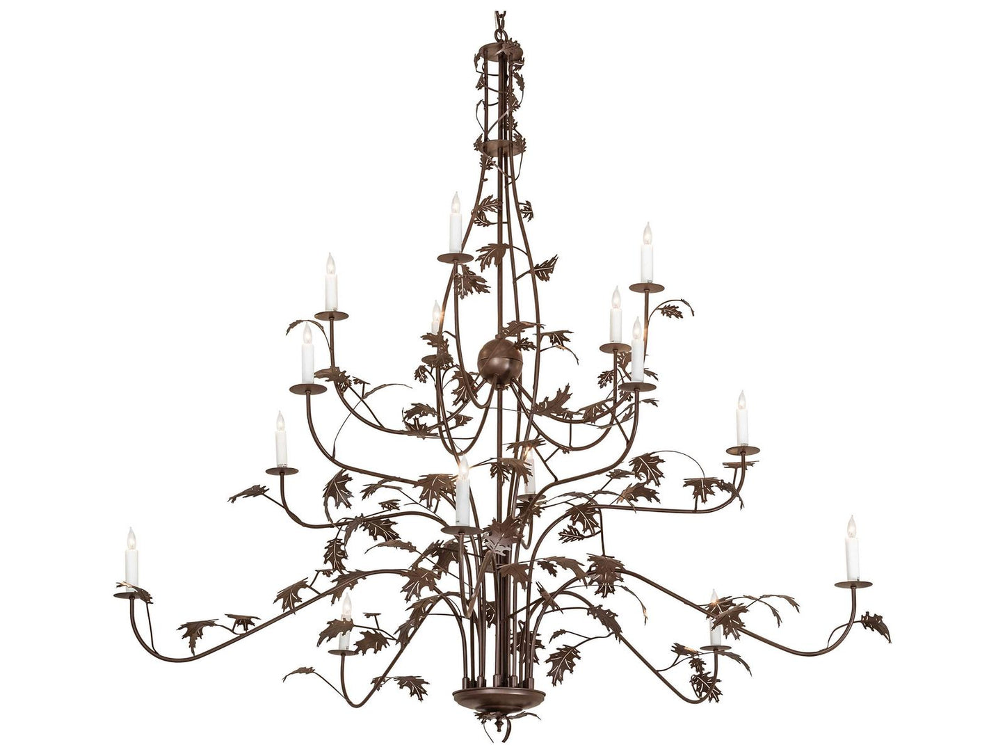 Meyda Oak Leaf 15-Light Chandelier in Cafe Noir