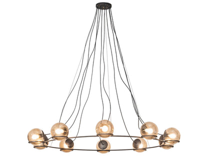 Meyda 10-Light Blackened Steel Glass Globe Chandelier
