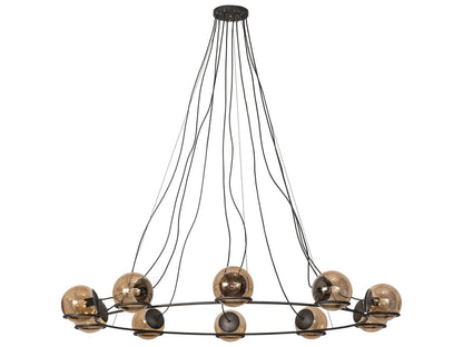 Meyda 10-Light Blackened Steel Glass Globe Chandelier