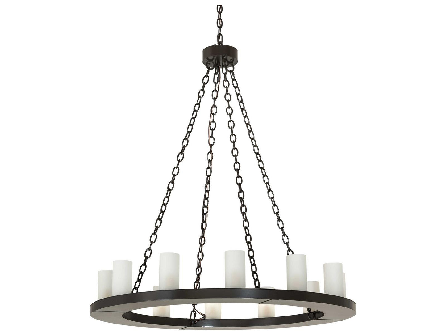 Meyda Loxley 12-Light Chandelier with Clear Frosted Glass Cylinders in Timeless Bronze