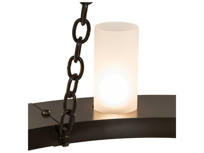 Meyda Loxley 12-Light Chandelier with Clear Frosted Glass Cylinders in Timeless Bronze