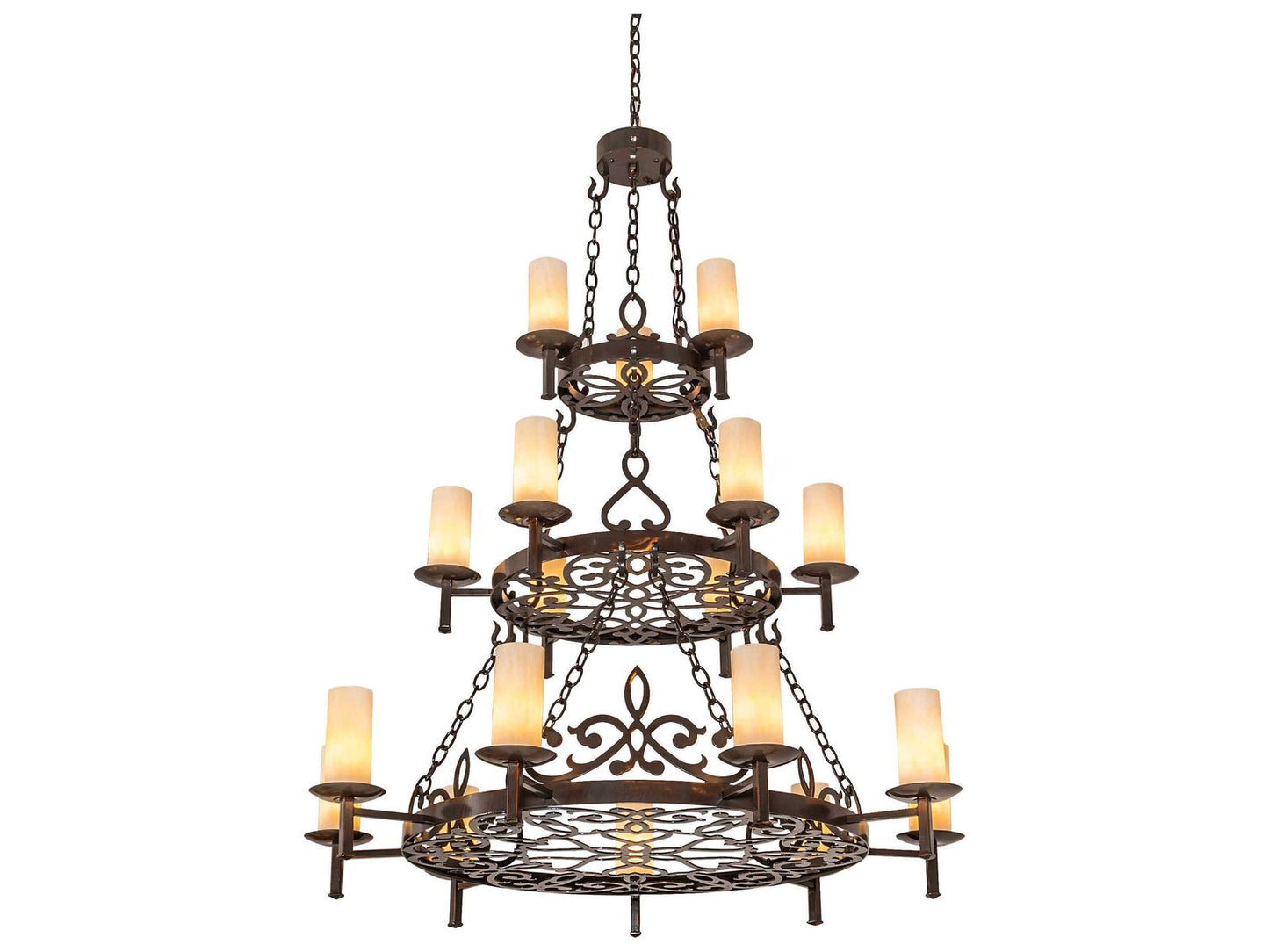 Meyda Newcastle 18-Light Copper Cylinder Tiered Chandelier