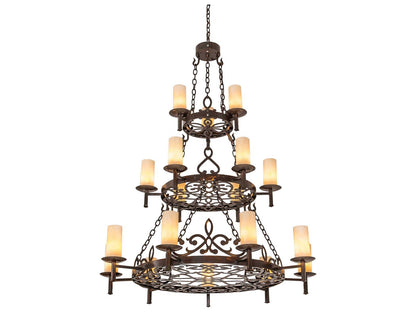 Meyda Newcastle 18-Light Copper Cylinder Tiered Chandelier
