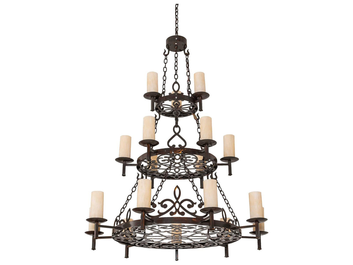 Meyda Newcastle 18-Light Copper Cylinder Tiered Chandelier