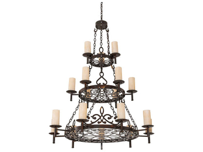 Meyda Newcastle 18-Light Copper Cylinder Tiered Chandelier