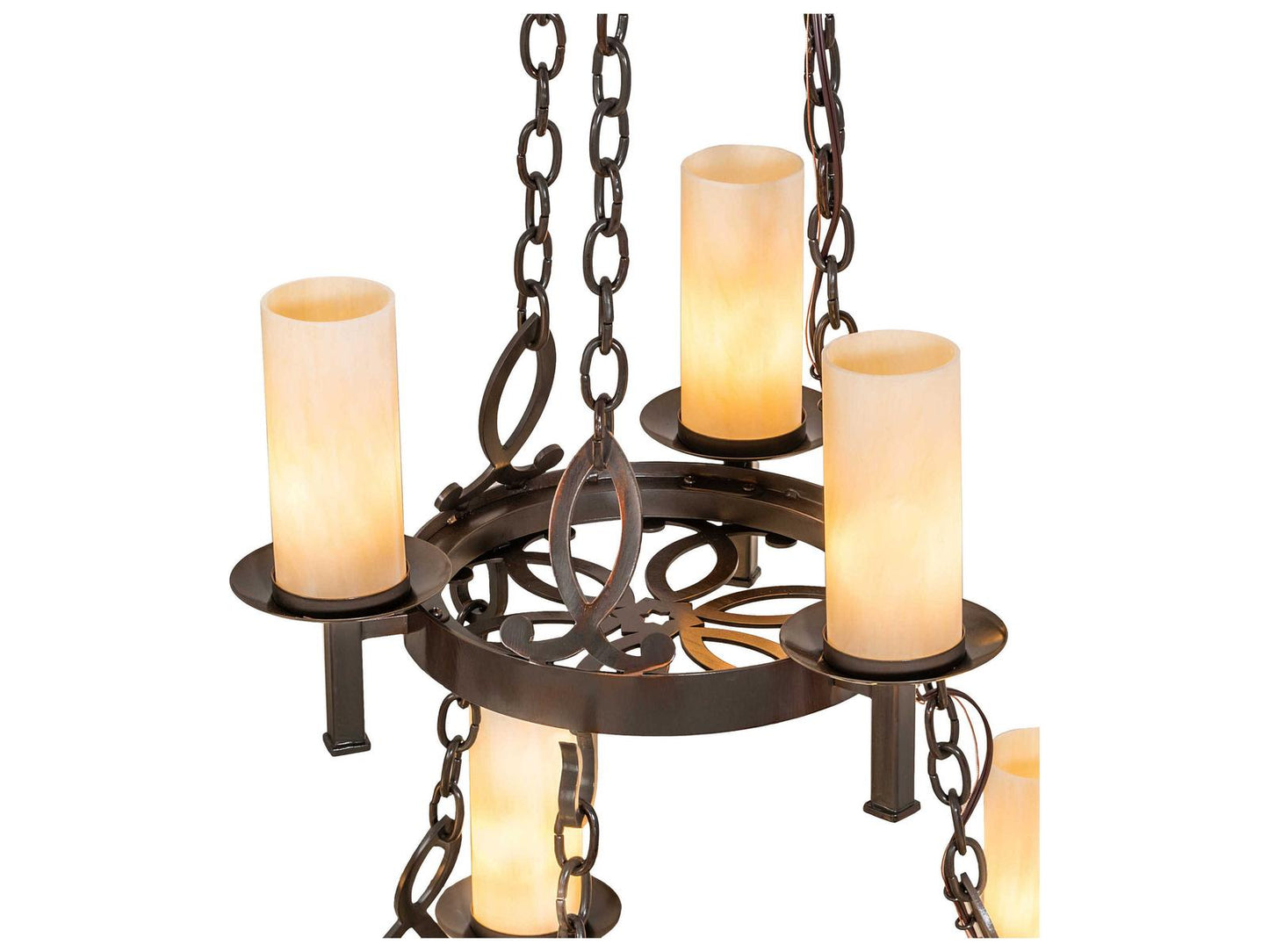 Meyda Newcastle 18-Light Copper Cylinder Tiered Chandelier