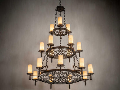 Meyda Newcastle 18-Light Copper Cylinder Tiered Chandelier