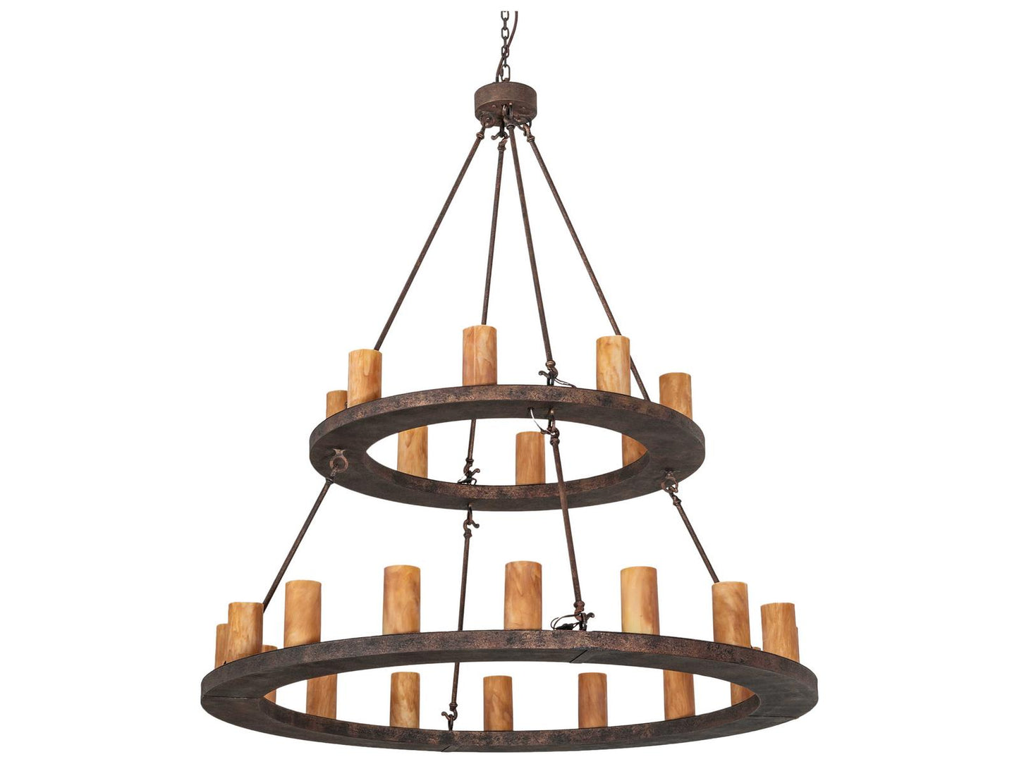 Meyda Loxley 24-Light Baroque Bronze Glass Cylinder Tiered Chandelier