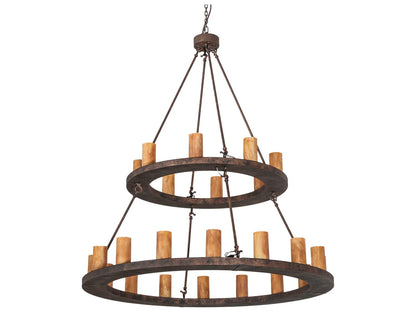 Meyda Loxley 24-Light Baroque Bronze Glass Cylinder Tiered Chandelier