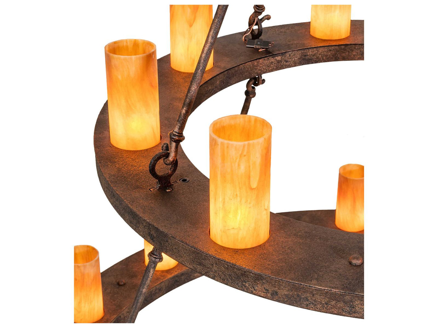 Meyda Loxley 24-Light Baroque Bronze Glass Cylinder Tiered Chandelier
