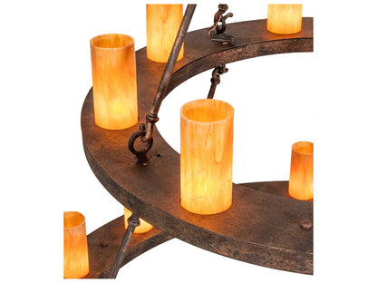 Meyda Loxley 24-Light Baroque Bronze Glass Cylinder Tiered Chandelier