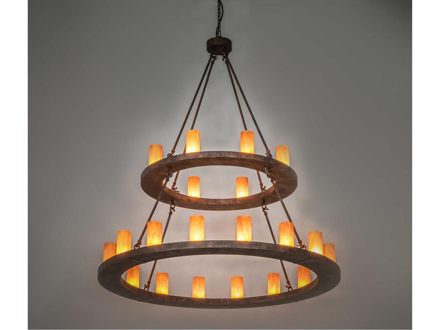 Meyda Loxley 24-Light Baroque Bronze Glass Cylinder Tiered Chandelier