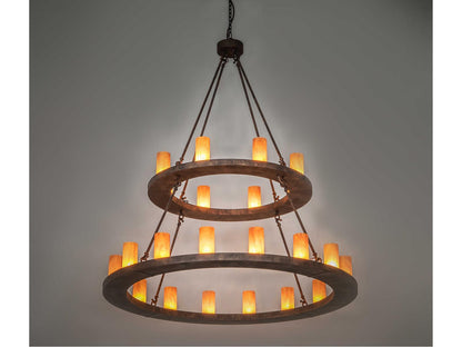 Meyda Loxley 24-Light Baroque Bronze Glass Cylinder Tiered Chandelier