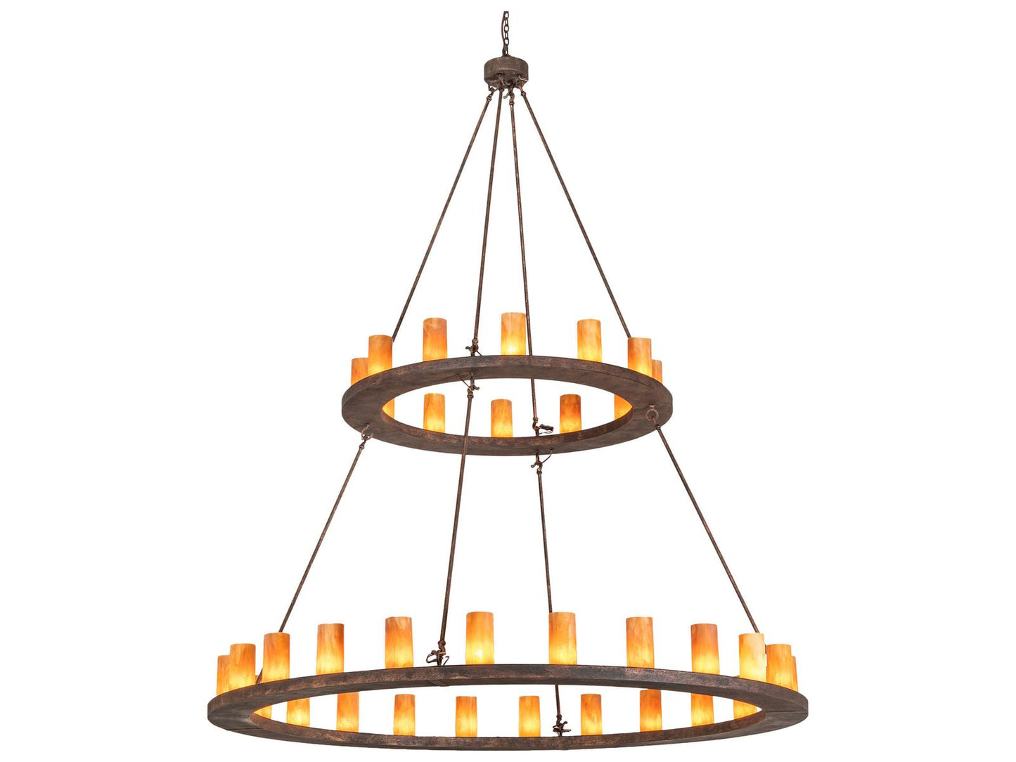 Meyda Loxley 36-Light Baroque Bronze Tiered Chandelier with Ambra Siena Idalight Cylinders
