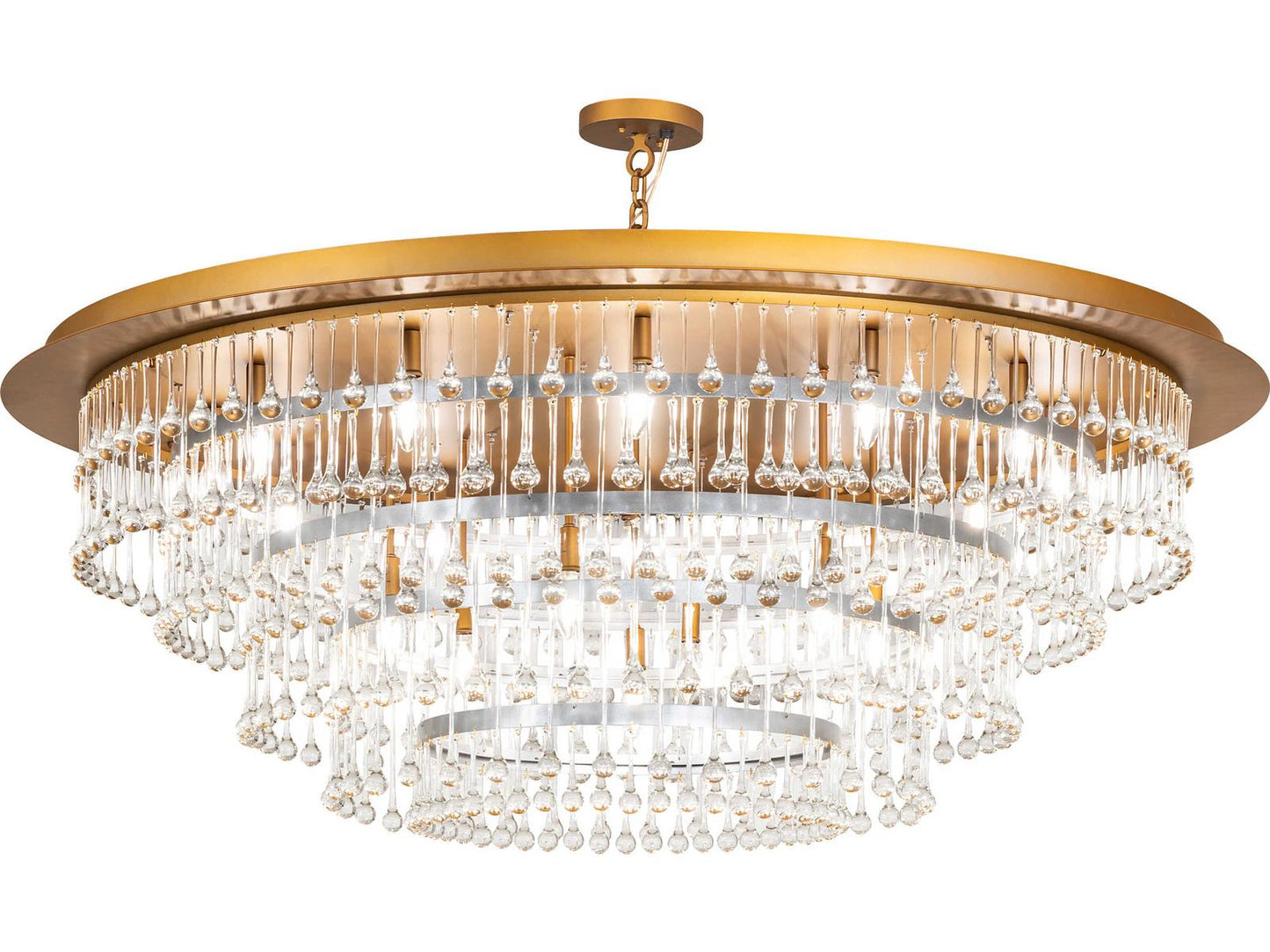 Meyda Tiffany 19-Light Corsica Crystal Chandelier in Gold Matte Nickel and Sparkle Silver