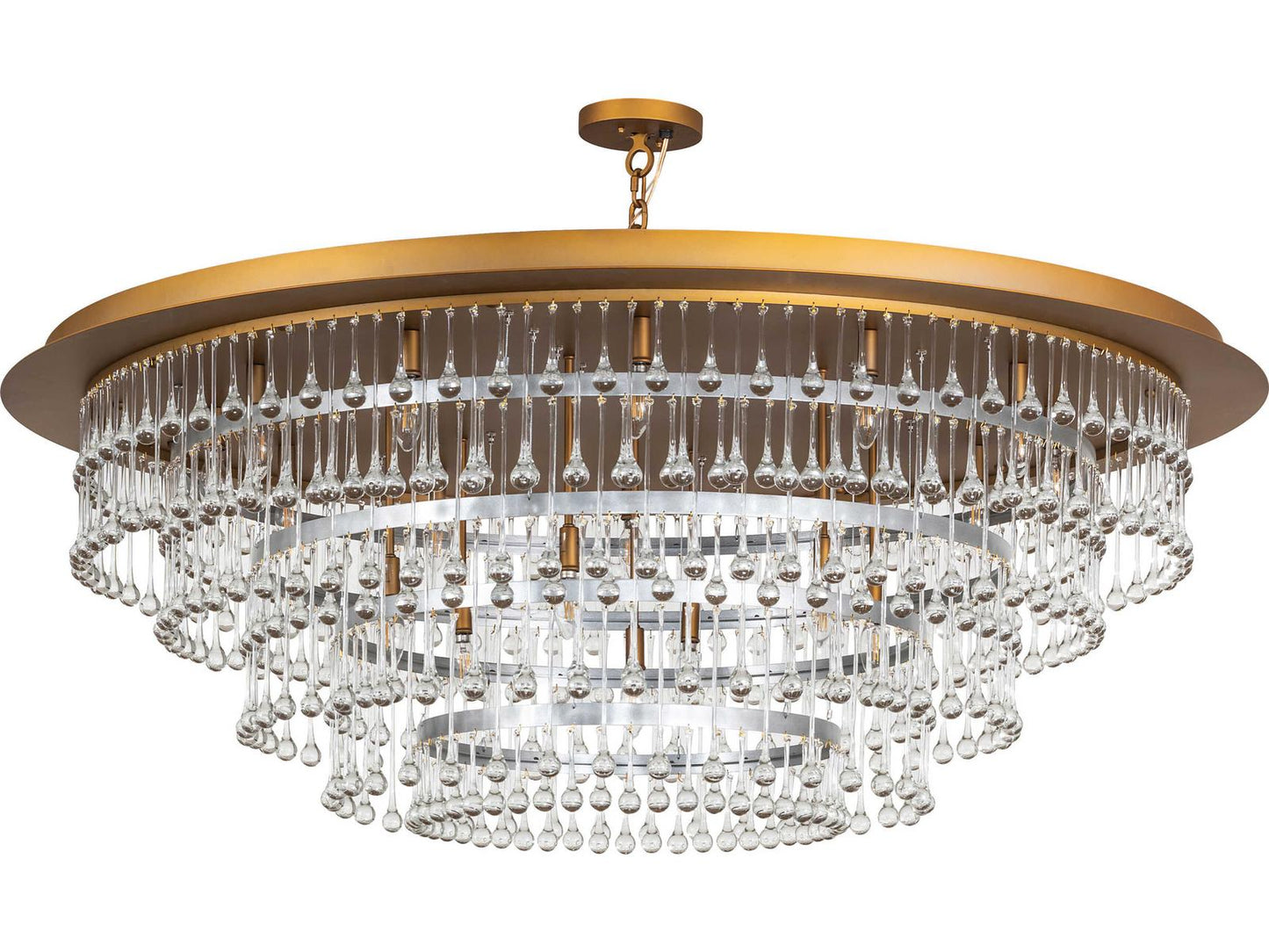 Meyda Tiffany 19-Light Corsica Crystal Chandelier in Gold Matte Nickel and Sparkle Silver