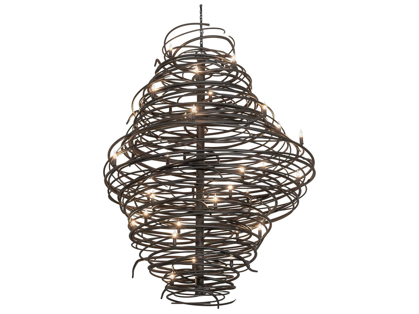 Meyda Cyclone 36-Light Black Chandelier with Hand-Forged Steel Accents