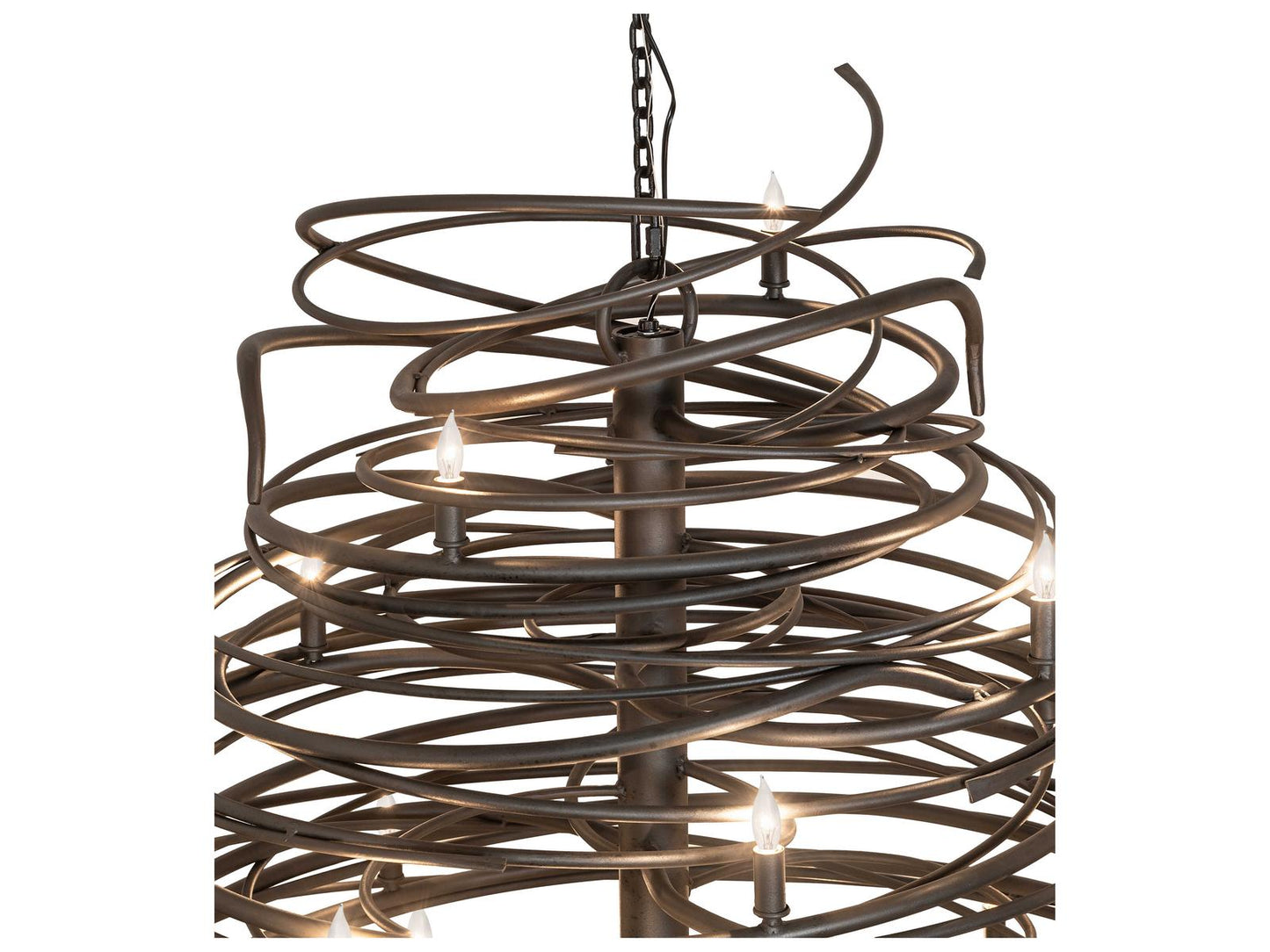 Meyda Cyclone 36-Light Black Chandelier with Hand-Forged Steel Accents