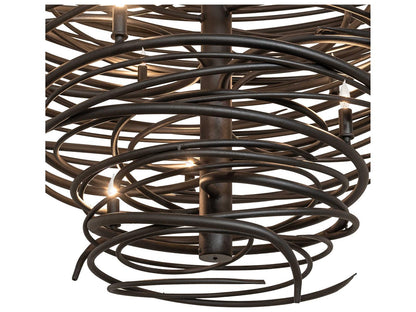 Meyda Cyclone 36-Light Black Chandelier with Hand-Forged Steel Accents