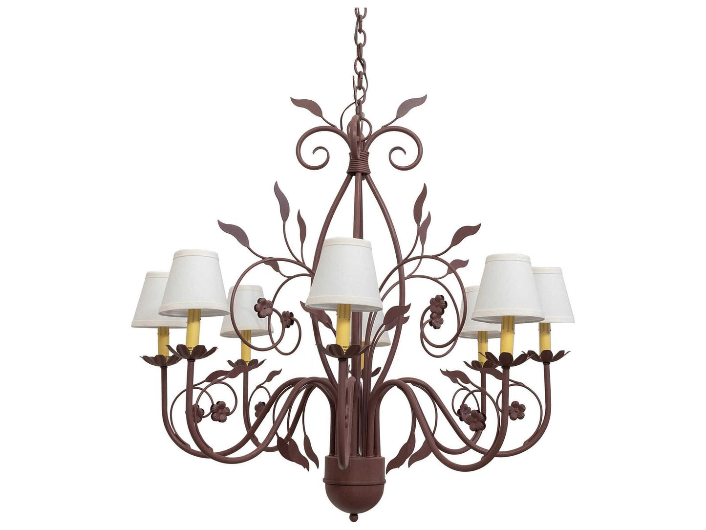 Meyda Bordeaux 8-Light Candelabra Empire Chandelier in Rust Brown