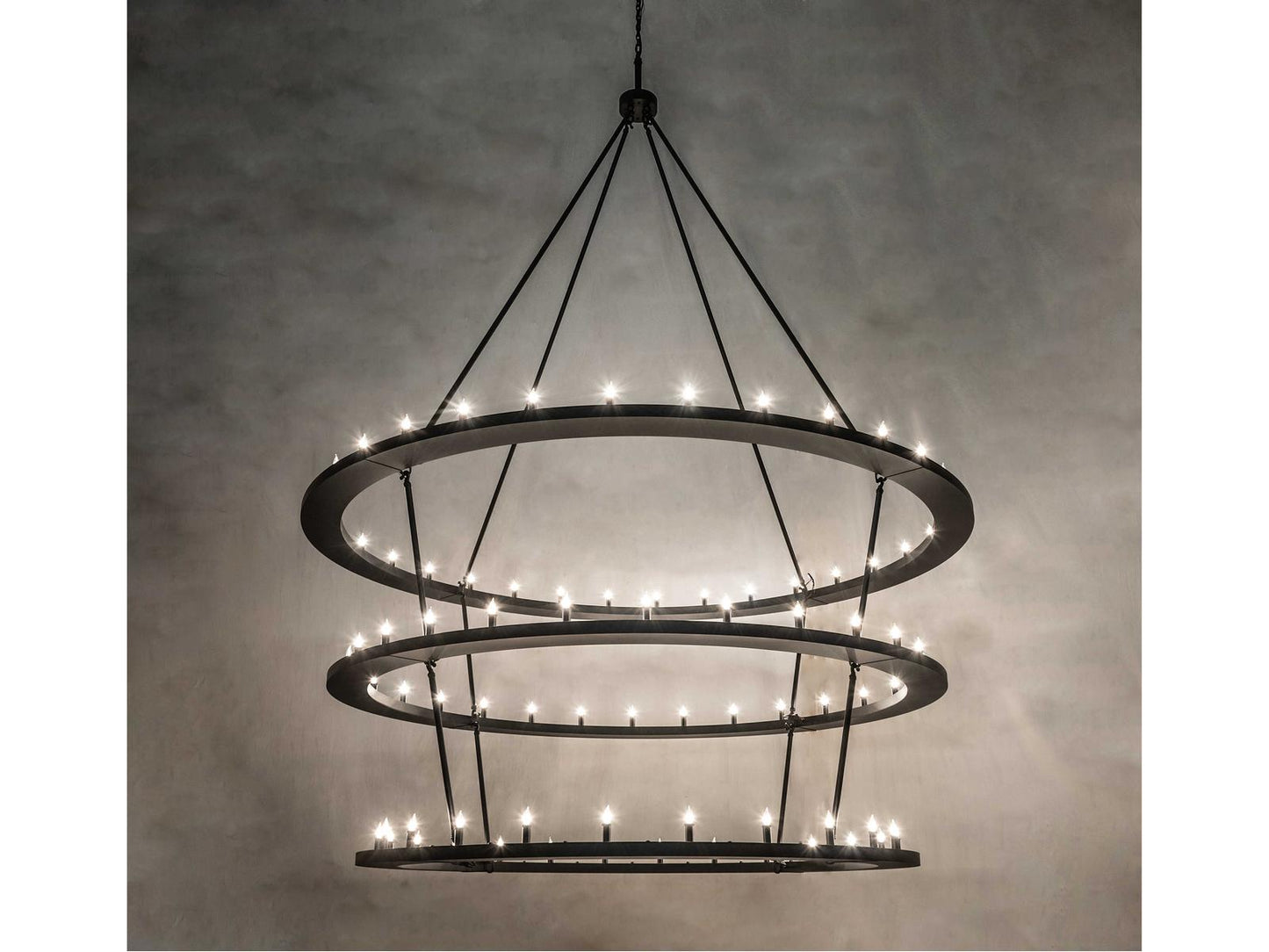 Meyda Loxley 85-Light Textured Black Candelabra Tiered Chandelier
