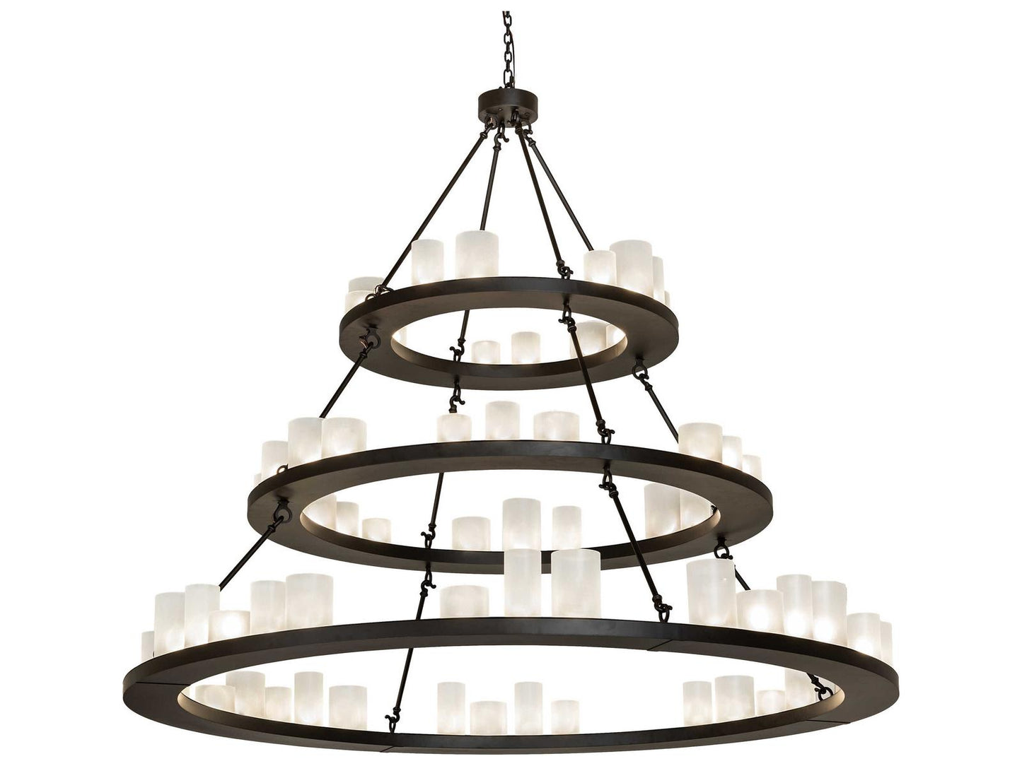 Meyda Loxley 63-Light Tiered Chandelier in Oil Rubbed Bronze with Clear Frosted Acrylic