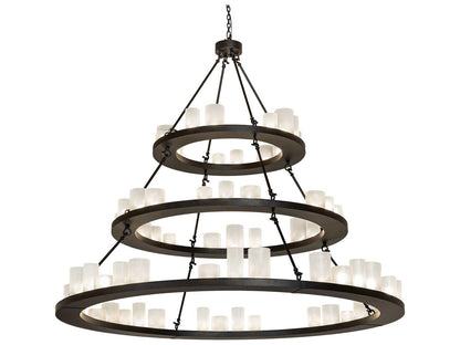 Meyda Loxley 63-Light Tiered Chandelier in Oil Rubbed Bronze with Clear Frosted Acrylic