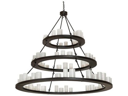 Meyda Loxley 63-Light Tiered Chandelier in Oil Rubbed Bronze with Clear Frosted Acrylic